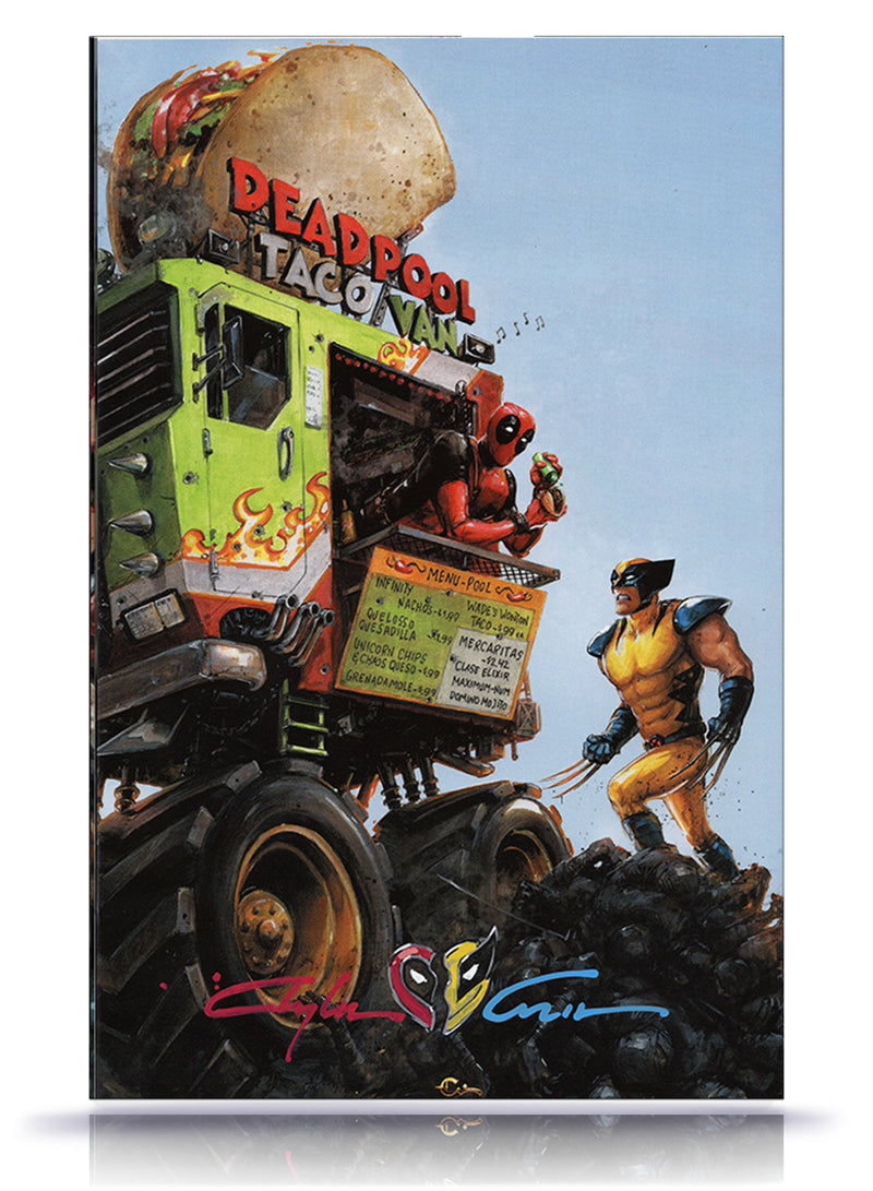 PREORDER:  Best Friend Remarked  Signature w/ COA Deadpool & Wolverine:"999 Problems But A Taco Aint One"