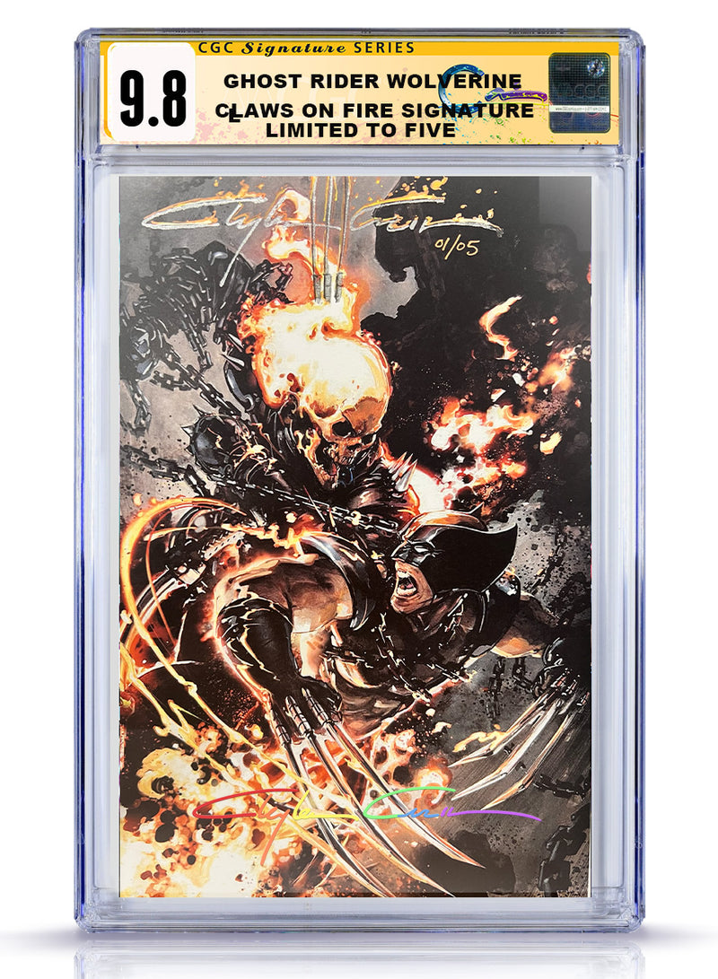 PREORDER: CGC 9.8 REMARKED CLAWS ON FIRE SIGNATURE NUMBERED LIMITED TO 5  GHOST RIDER WOLVERINE WEAPONS OF VENGENANCE OMEGA #1