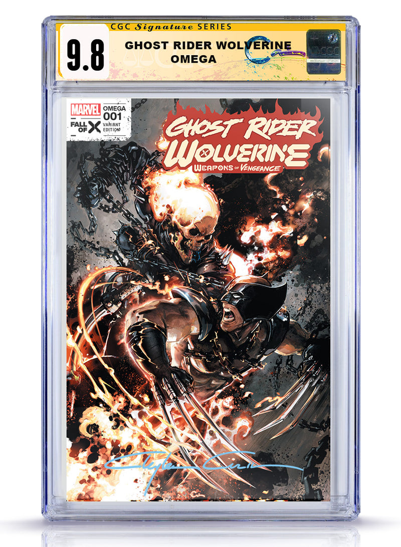 PREORDER: CGC 9.8 TRADE DRESS CLASSIC SIGNED  GHOST RIDER WOLVERINE WEAPONS OF VENGENANCE OMEGA #1