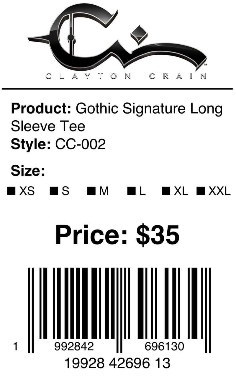 Official Clayton Crain: Gothic Signature Long Sleeve Tee
