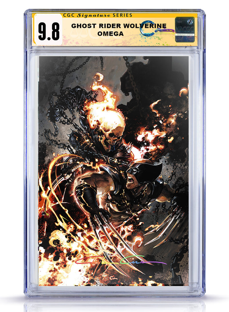 PREORDER: CGC 9.8 VIRGIN INFINITY SIGNED  GHOST RIDER WOLVERINE WEAPONS OF VENGENANCE OMEGA #1