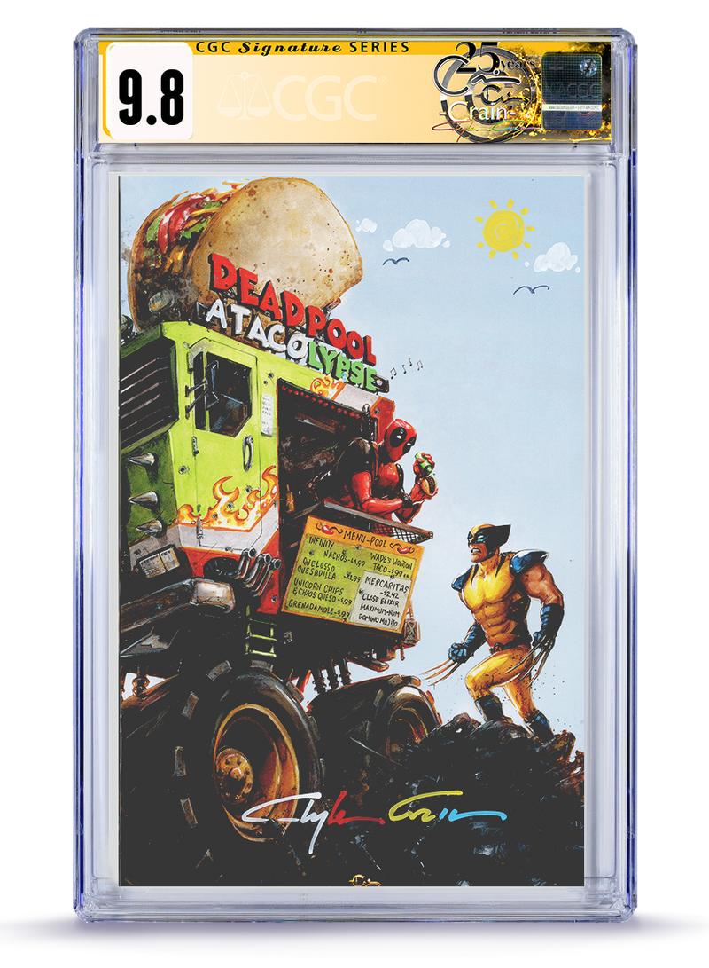 PREORDER:  SUNSHINE ATACOLYPSED Remarked  CGC Signature  Deadpool & Wolverine:"999 Problems But A Taco Aint One"